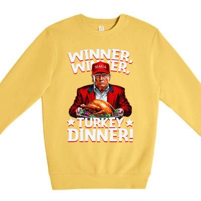 Funny Trump Winner Winner Turkey Dinner Thanksgiving Premium Crewneck Sweatshirt