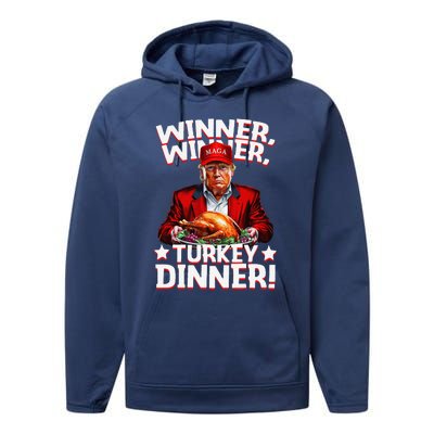 Funny Trump Winner Winner Turkey Dinner Thanksgiving Performance Fleece Hoodie