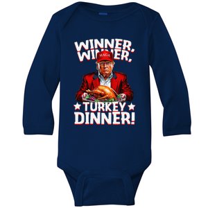 Funny Trump Winner Winner Turkey Dinner Thanksgiving Baby Long Sleeve Bodysuit