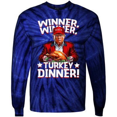 Funny Trump Winner Winner Turkey Dinner Thanksgiving Tie-Dye Long Sleeve Shirt