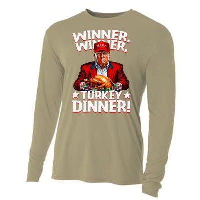 Funny Trump Winner Winner Turkey Dinner Thanksgiving Cooling Performance Long Sleeve Crew