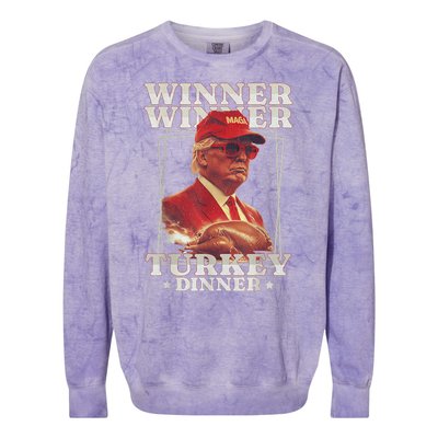 Funny Trump Winner Winner Turkey Dinner Thanksgiving Apparel Colorblast Crewneck Sweatshirt