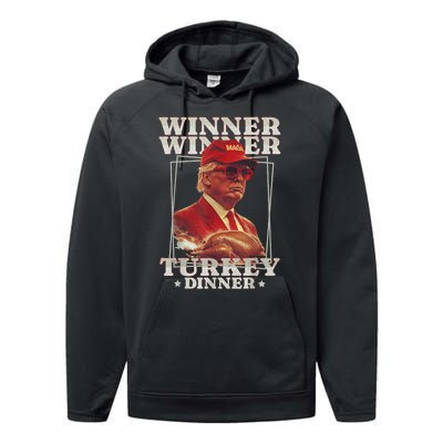 Funny Trump Winner Winner Turkey Dinner Thanksgiving Apparel Performance Fleece Hoodie