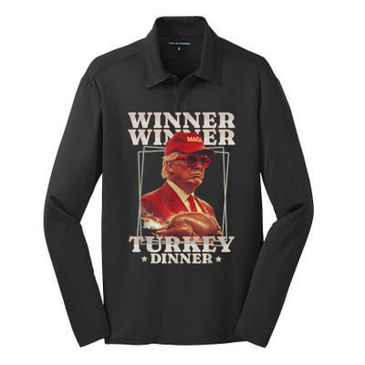 Funny Trump Winner Winner Turkey Dinner Thanksgiving Apparel Silk Touch Performance Long Sleeve Polo