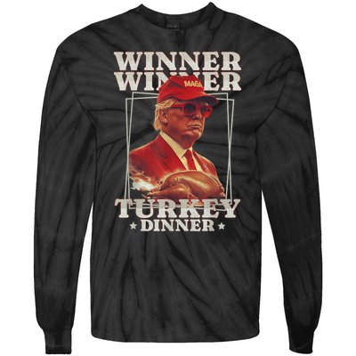 Funny Trump Winner Winner Turkey Dinner Thanksgiving Apparel Tie-Dye Long Sleeve Shirt