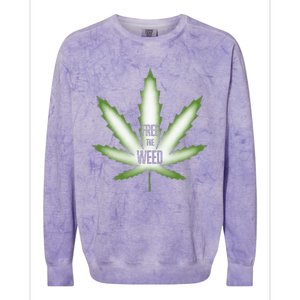 Free The Weed Marijuana Hemp Cannabis Christmas Stoner Gift Colorblast Crewneck Sweatshirt