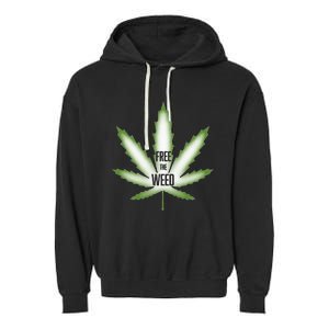 Free The Weed Marijuana Hemp Cannabis Christmas Stoner Gift Garment-Dyed Fleece Hoodie