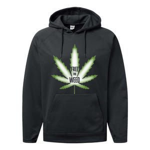 Free The Weed Marijuana Hemp Cannabis Christmas Stoner Gift Performance Fleece Hoodie