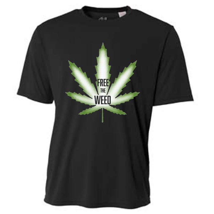 Free The Weed Marijuana Hemp Cannabis Christmas Stoner Gift Cooling Performance Crew T-Shirt