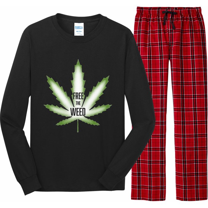 Free The Weed Marijuana Hemp Cannabis Christmas Stoner Gift Long Sleeve Pajama Set