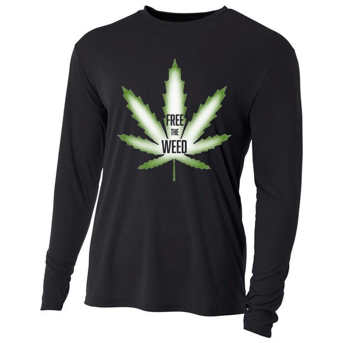 Free The Weed Marijuana Hemp Cannabis Christmas Stoner Gift Cooling Performance Long Sleeve Crew