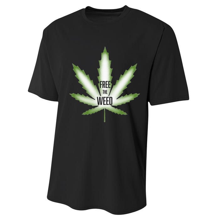 Free The Weed Marijuana Hemp Cannabis Christmas Stoner Gift Performance Sprint T-Shirt