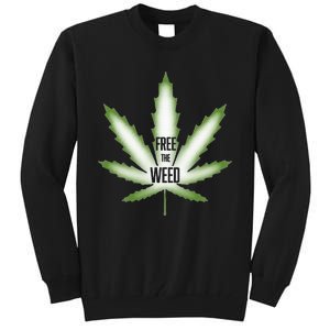 Free The Weed Marijuana Hemp Cannabis Christmas Stoner Gift Tall Sweatshirt