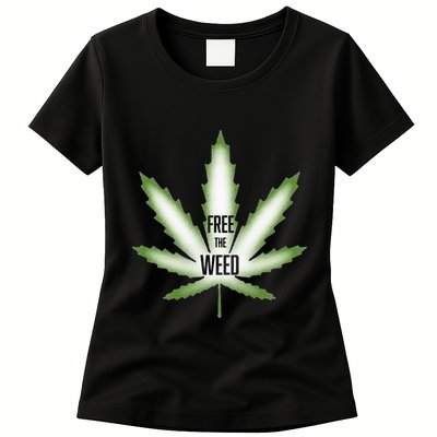 Free The Weed Marijuana Hemp Cannabis Christmas Stoner Gift Womens T-Shirt