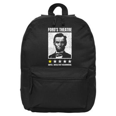 Ford's Theater Would Not Recommend Abraham Lincoln 16 in Basic Backpack