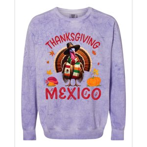 Festive Turkey With Mexican Twist Happy Thanksgiving Mexico Colorblast Crewneck Sweatshirt