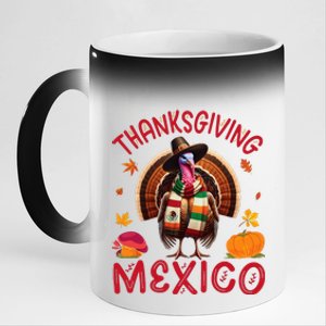 Festive Turkey With Mexican Twist Happy Thanksgiving Mexico 11oz Black Color Changing Mug