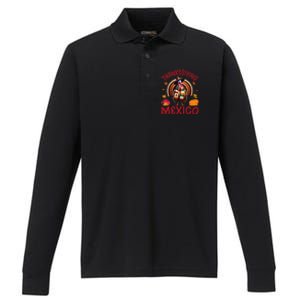 Festive Turkey With Mexican Twist Happy Thanksgiving Mexico Performance Long Sleeve Polo