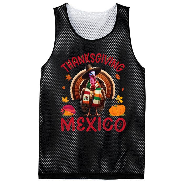 Festive Turkey With Mexican Twist Happy Thanksgiving Mexico Mesh Reversible Basketball Jersey Tank