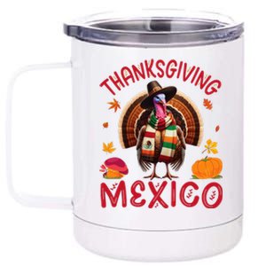 Festive Turkey With Mexican Twist Happy Thanksgiving Mexico 12 oz Stainless Steel Tumbler Cup