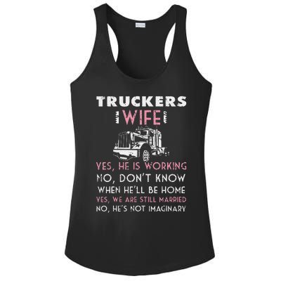 Funny Trucker Wife Shirt Not Imaginary Truckers Wife  Ladies PosiCharge Competitor Racerback Tank