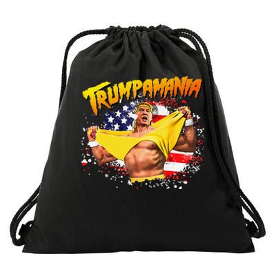 Funny Trumpmania Wrestling Meme 2024 Drawstring Bag