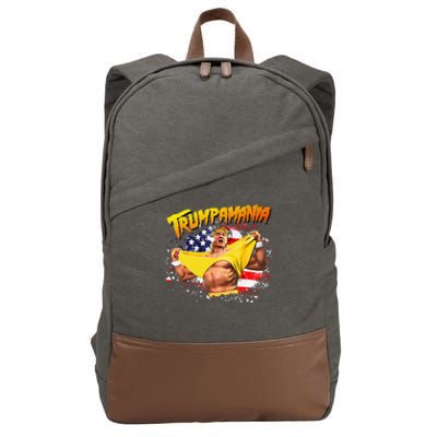 Funny Trumpmania Wrestling Meme 2024 Cotton Canvas Backpack