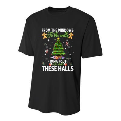 From The Windows To The Walls Imma Bout To Deck These Halls Youth Performance Sprint T-Shirt