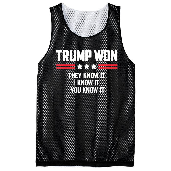 Funny Trump Won They Know It I Know It You Know It Mesh Reversible Basketball Jersey Tank