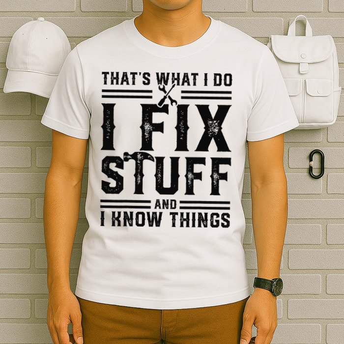 Funny That's What I Do I Fix Stuff And I Know Things   T-Shirt