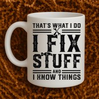 Funny That's What I Do I Fix Stuff And I Know Things   Mug