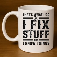 Funny That's What I Do I Fix Stuff And I Know Things   11oz C Handle Ceramic Mug