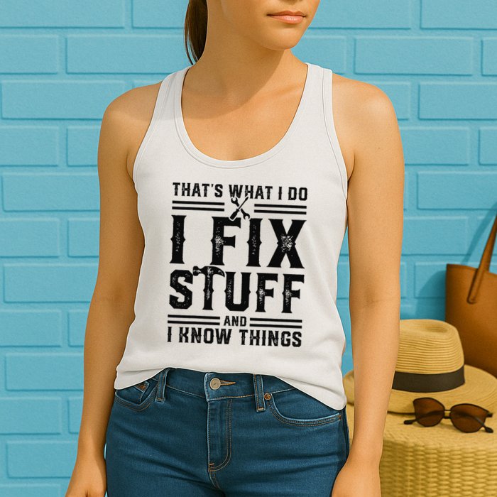 Funny That's What I Do I Fix Stuff And I Know Things   Womens Tank Top