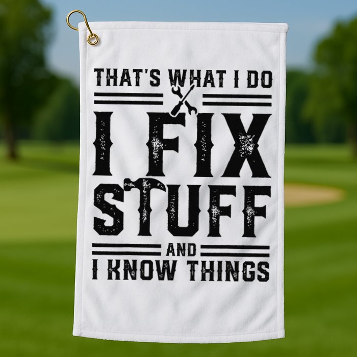 Funny That's What I Do I Fix Stuff And I Know Things   Golf Towel