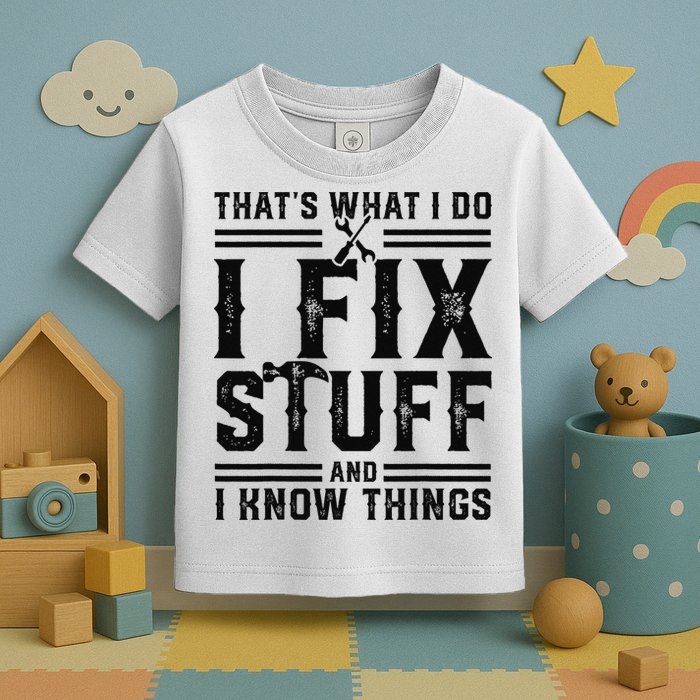 Funny That's What I Do I Fix Stuff And I Know Things   Toddler T-Shirt