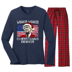 Funny Trump Winner Winner Christmas Dinner Xmas Women's Long Sleeve Flannel Pajama Set 