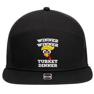 Funny Trump Winner Winner Turkey Dinner Thanksgiving Humor 7 Panel Mesh Trucker Snapback Hat