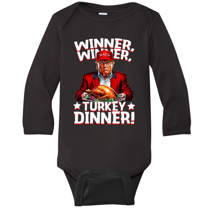 Funny Trump Winner Winner Turkey Dinner Thanksgiving Apparel Baby Long Sleeve Bodysuit