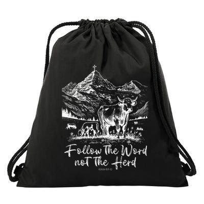 Follow The Word Not The Herd Drawstring Bag