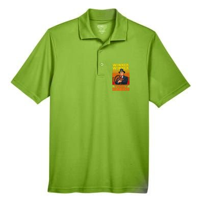 Funny Trump Winner Winner Turkey Dinner Thanksgiving Humor Men's Origin Performance Piqué Polo