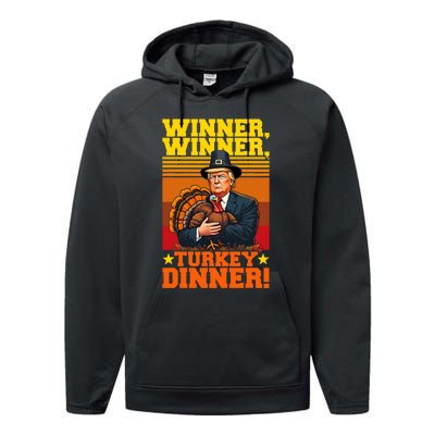 Funny Trump Winner Winner Turkey Dinner Thanksgiving Humor Performance Fleece Hoodie