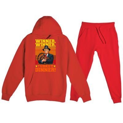 Funny Trump Winner Winner Turkey Dinner Thanksgiving Humor Premium Hooded Sweatsuit Set