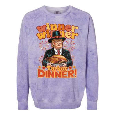 Funny Trump Winner Winner Turkey Dinner Thanksgiving Apparel Colorblast Crewneck Sweatshirt