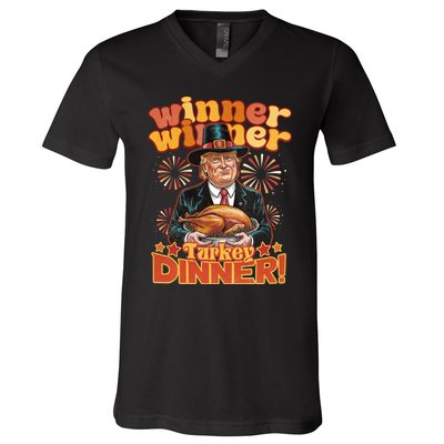 Funny Trump Winner Winner Turkey Dinner Thanksgiving Apparel V-Neck T-Shirt