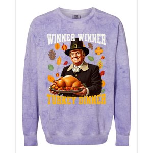 Funny Trump Winner Winner Turkey Dinner Thanksgiving Apparel Colorblast Crewneck Sweatshirt