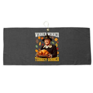 Funny Trump Winner Winner Turkey Dinner Thanksgiving Apparel Large Microfiber Waffle Golf Towel