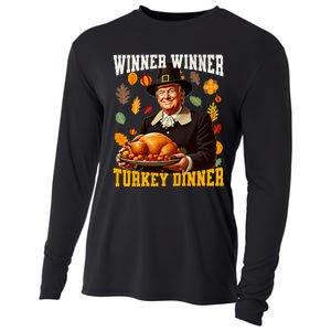 Funny Trump Winner Winner Turkey Dinner Thanksgiving Apparel Cooling Performance Long Sleeve Crew