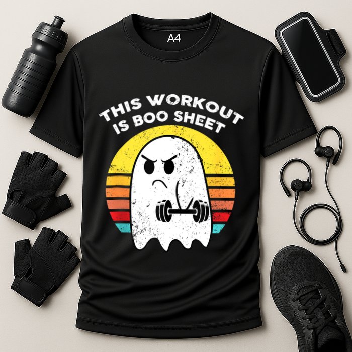 Funny This Workout Is Boo Sheet Halloween Ghost Exercise Gym Performance Shirt