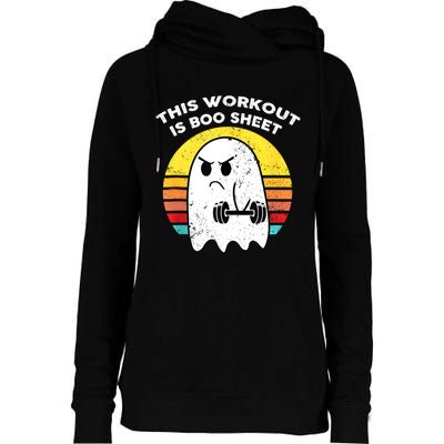 Funny This Workout Is Boo Sheet Halloween Ghost Exercise Gym Womens Funnel Neck Pullover Hood
