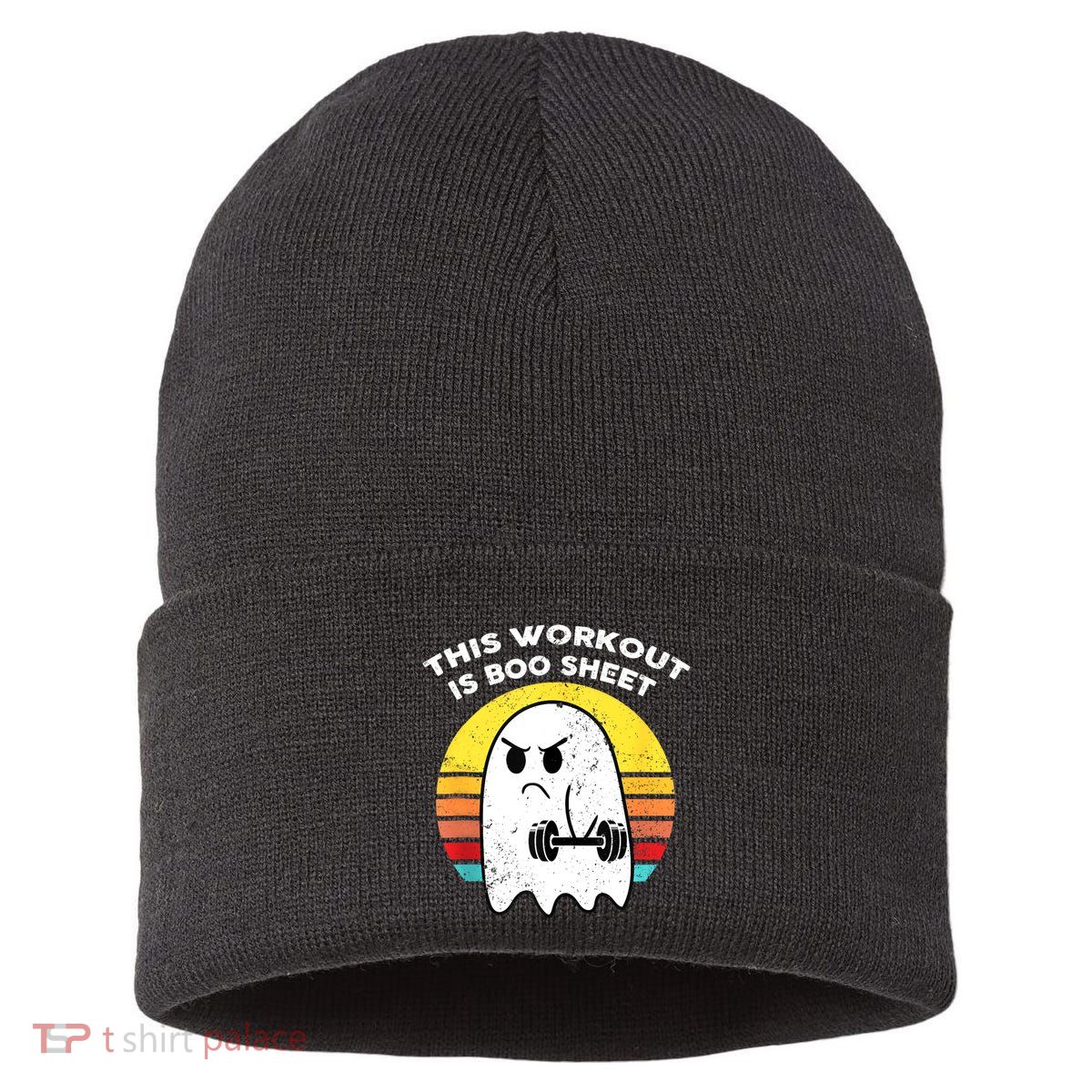 Funny This Workout Is Boo Sheet Halloween Ghost Exercise Gym Sustainable Knit Beanie